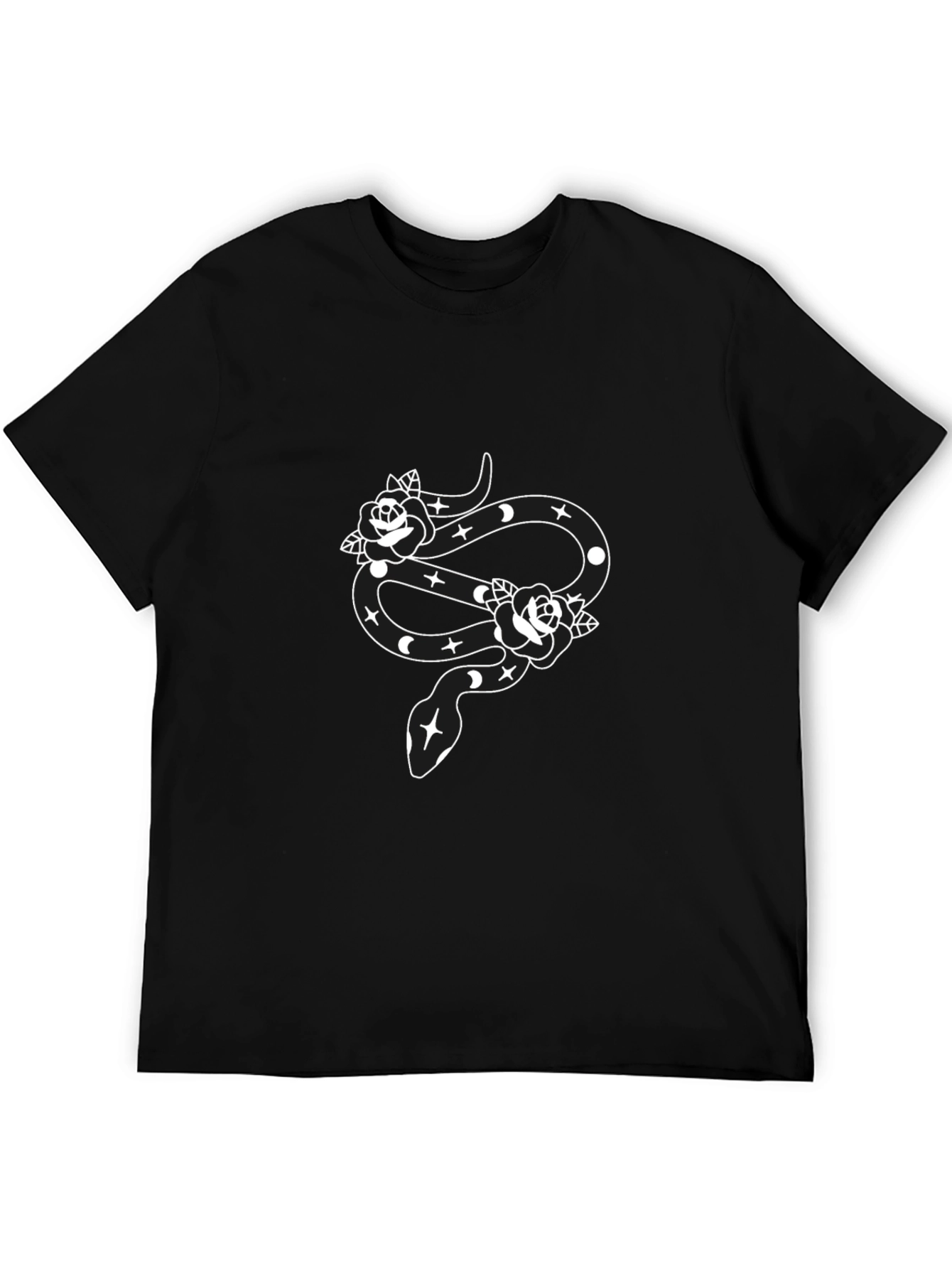 Snake & Roses Graphic Black T-Shirt