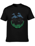 Mountainscape Graphic Print Crew Neck T-Shirt