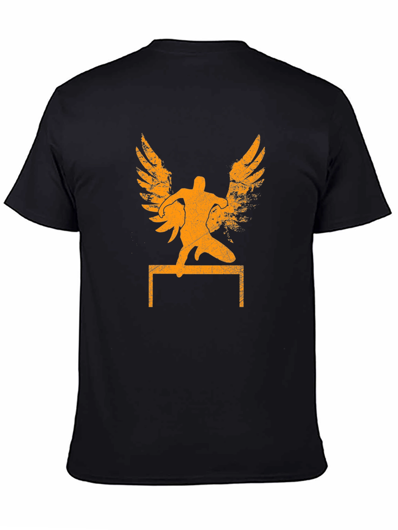 Winged Hurdler Graphic Tee - Sporty Black T-Shirt