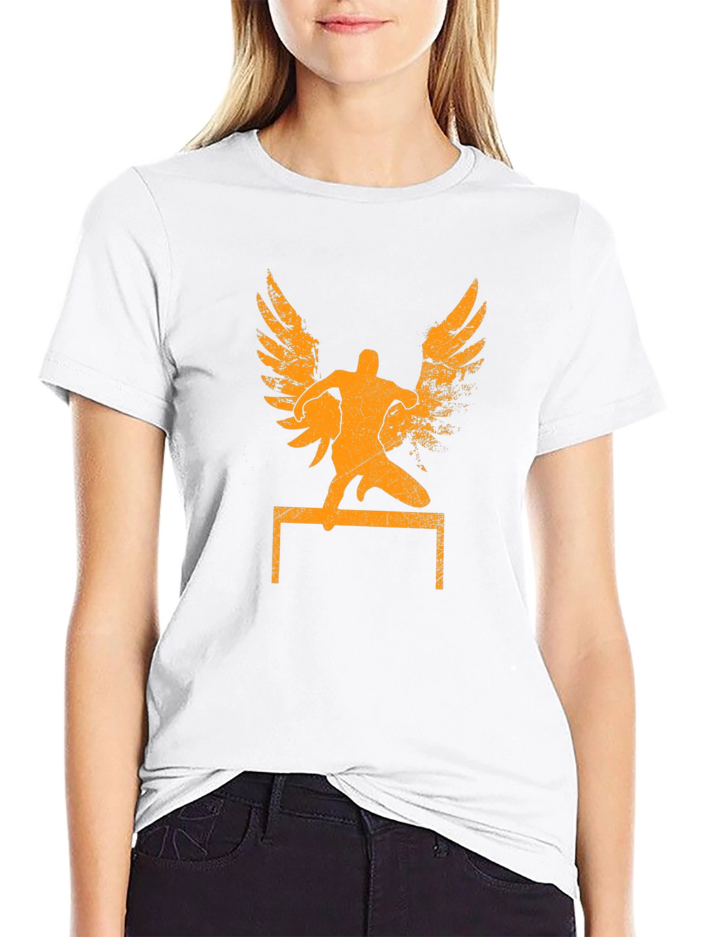 Winged Hurdler Graphic Tee - Sporty Black T-Shirt
