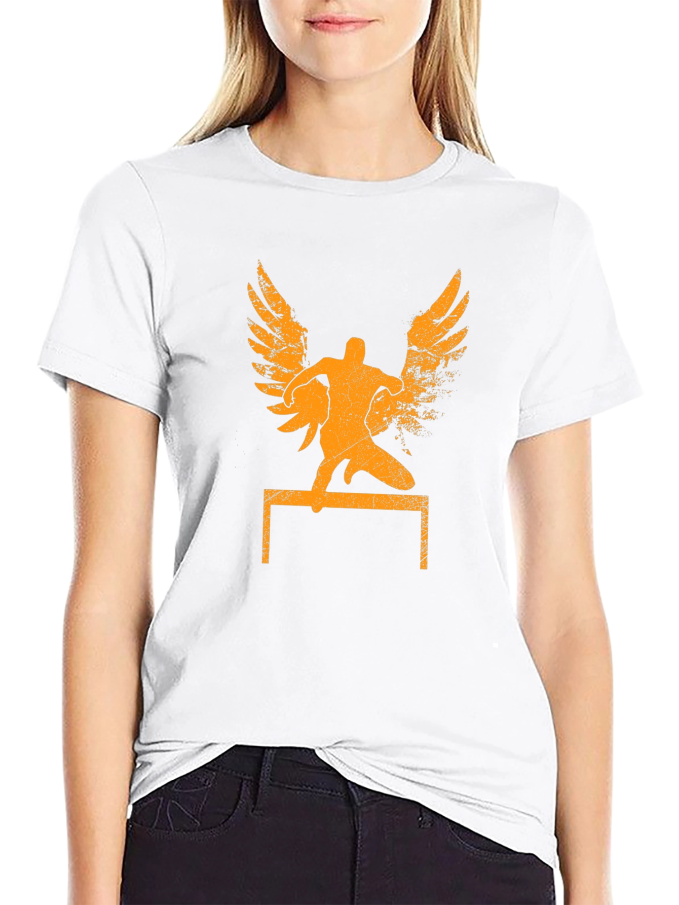 Winged Hurdler Graphic Tee - Sporty Black T-Shirt
