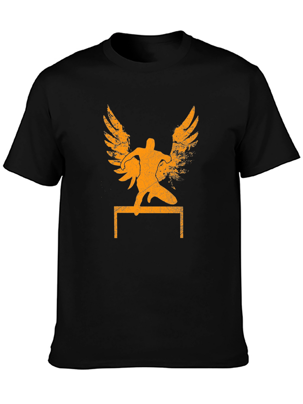 Winged Hurdler Graphic Tee - Sporty Black T-Shirt