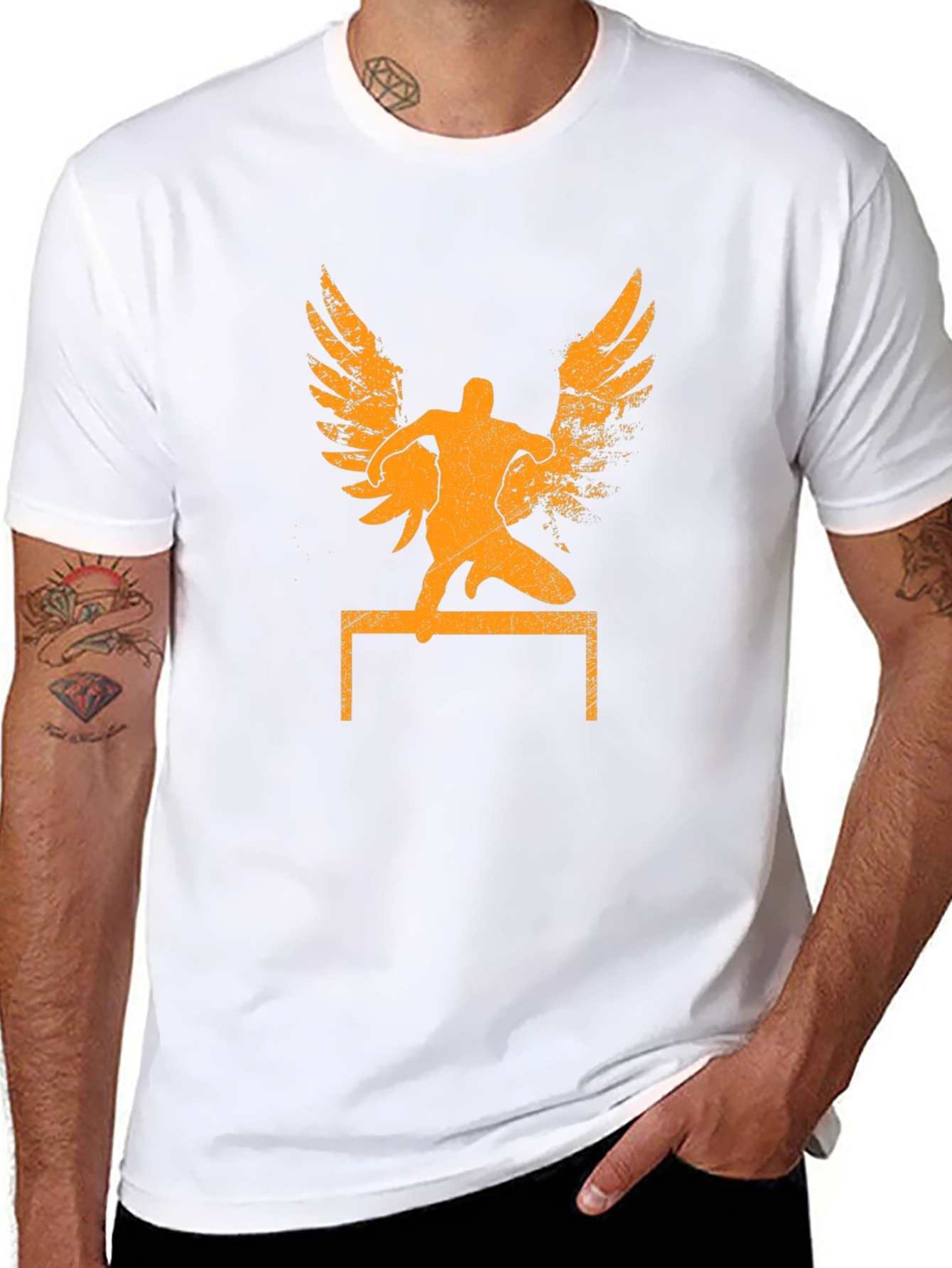 Winged Hurdler Graphic Tee - Sporty Black T-Shirt