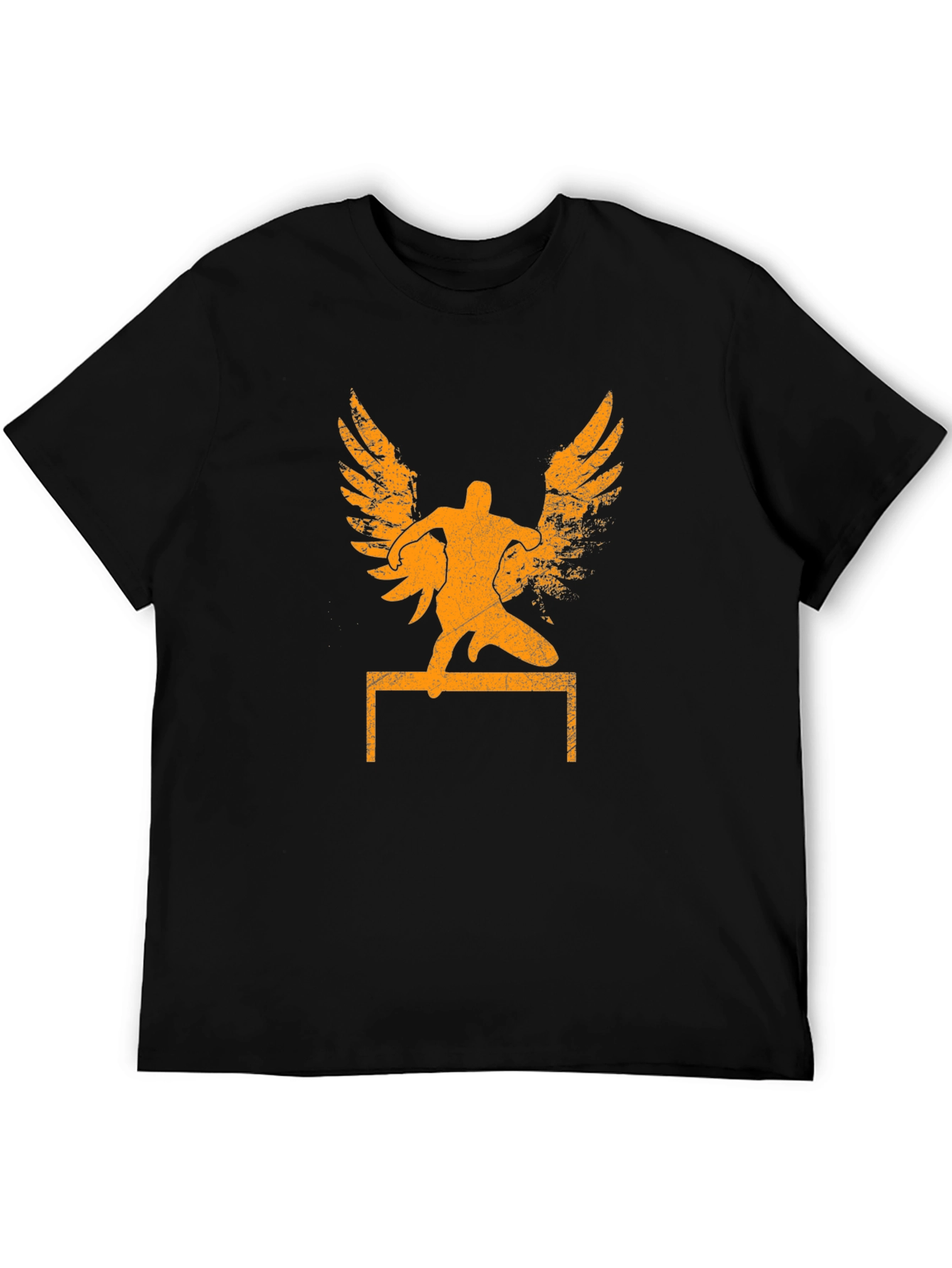 Winged Hurdler Graphic Tee - Sporty Black T-Shirt