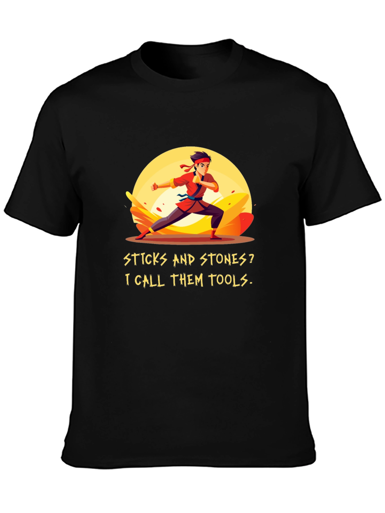 Sticks and Stones T-Shirt - Martial Arts Humor Tee
