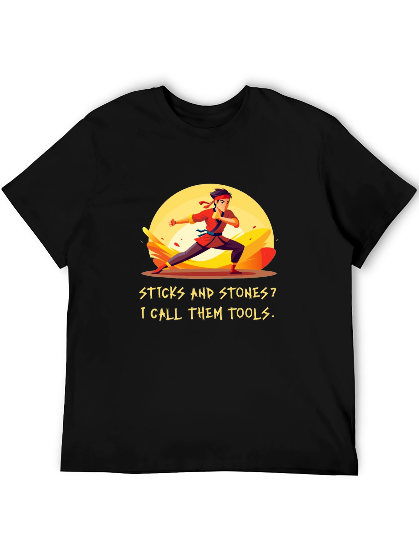 Sticks and Stones T-Shirt - Martial Arts Humor Tee