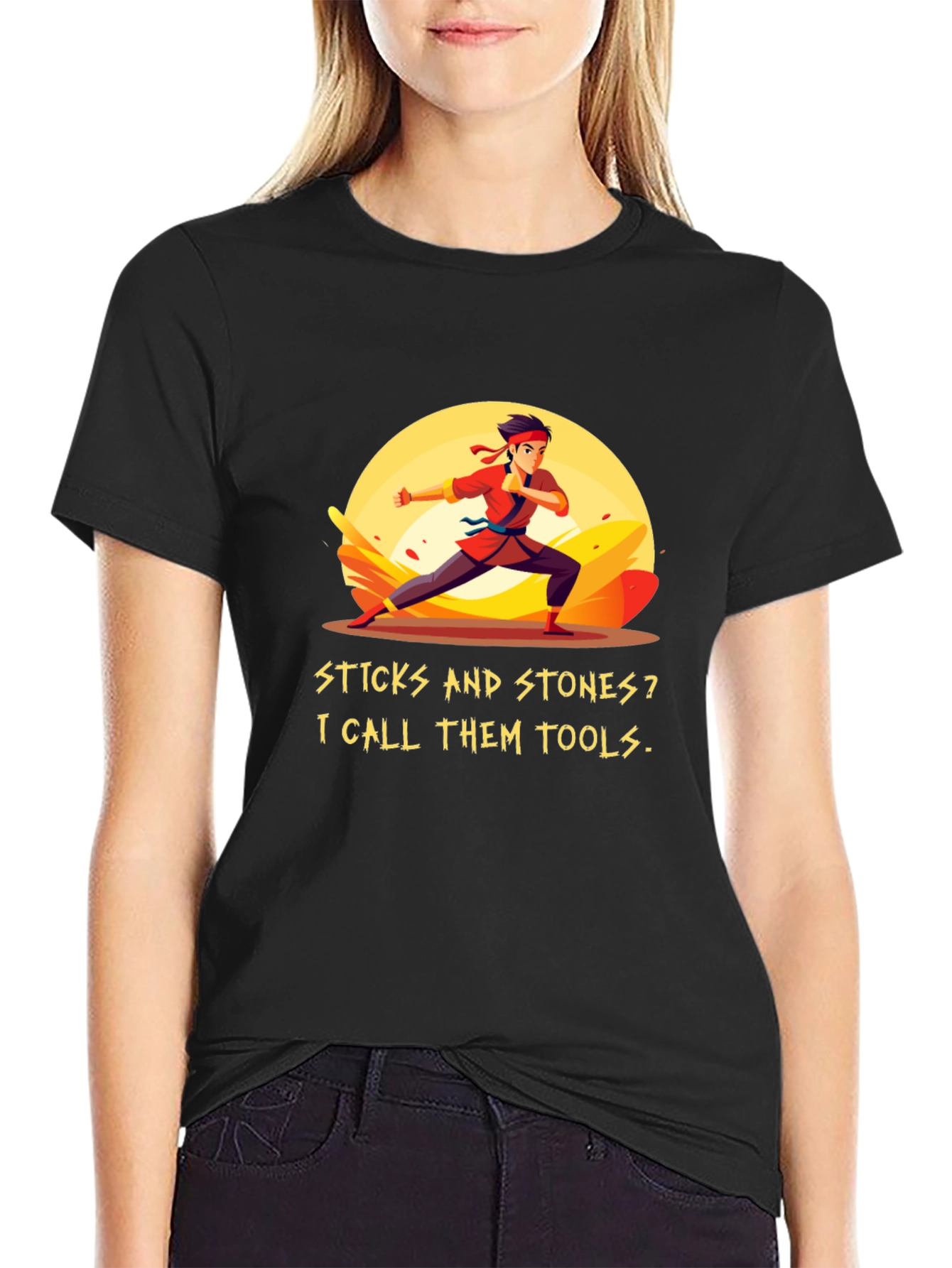 Sticks and Stones T-Shirt - Martial Arts Humor Tee