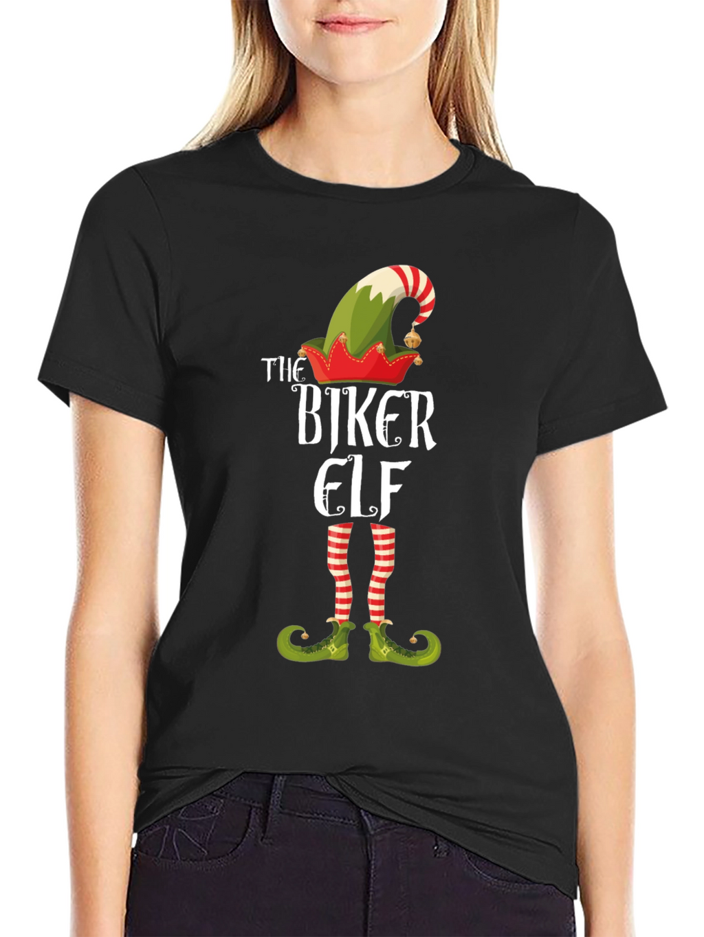 The Biker Elf T-Shirt - Holiday Novelty Tee