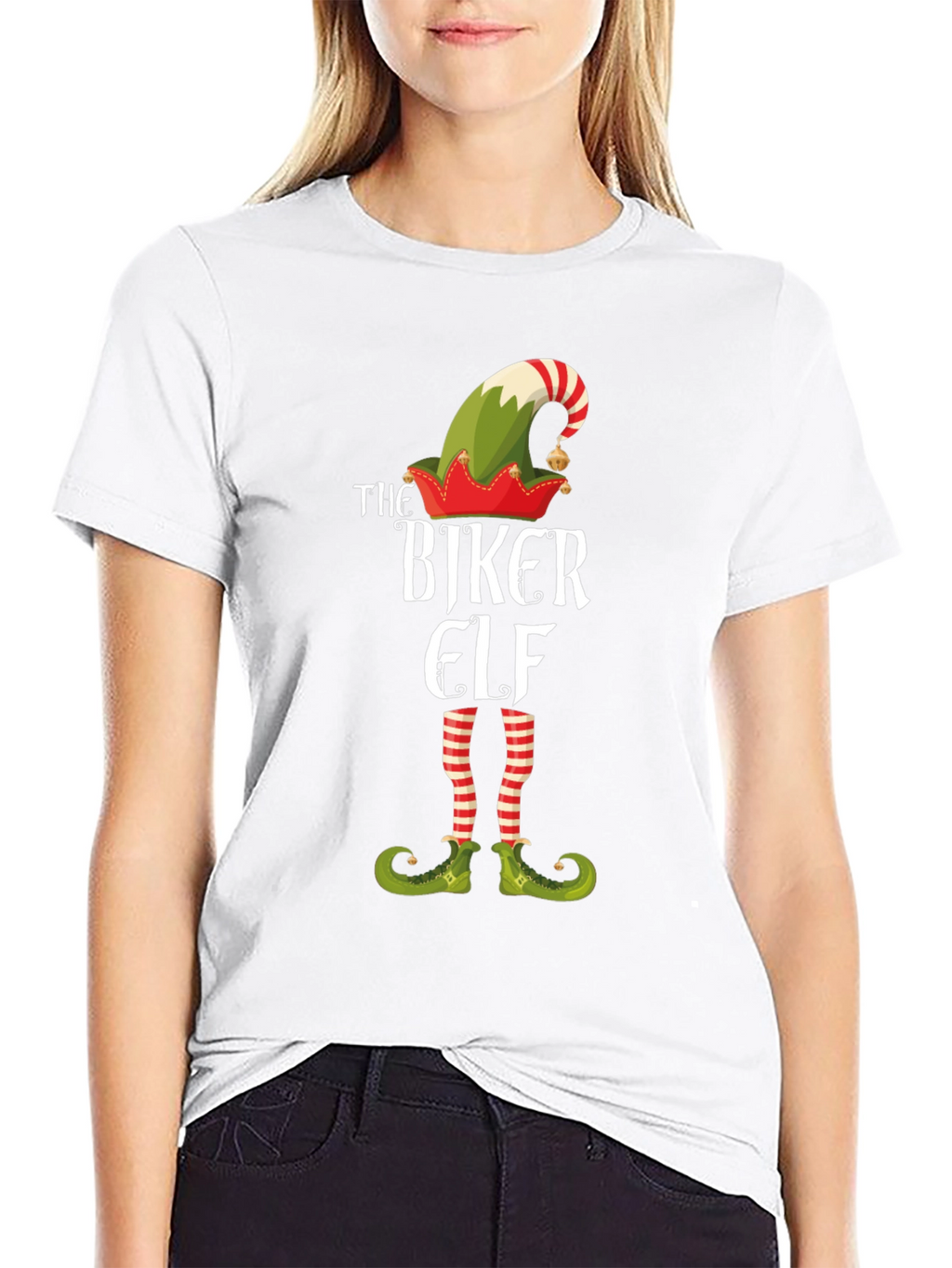 The Biker Elf T-Shirt - Holiday Novelty Tee