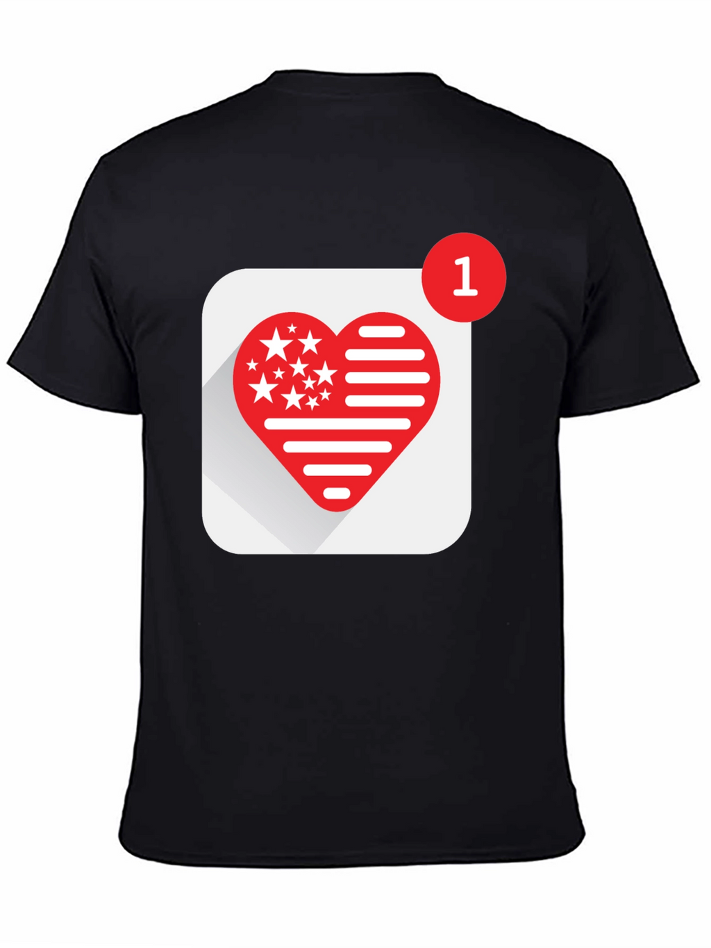 Heart Stars and Stripes Graphic Black T-Shirt