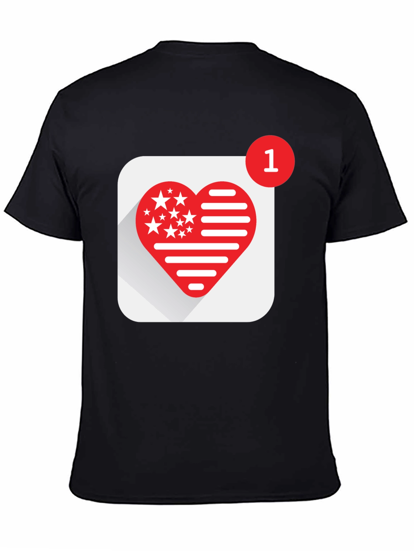 Heart Stars and Stripes Graphic Black T-Shirt