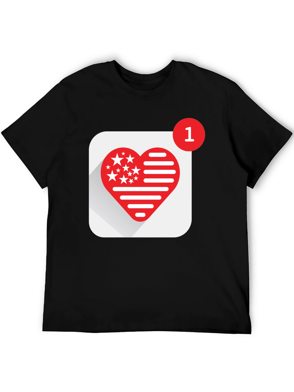 Heart Stars and Stripes Graphic Black T-Shirt