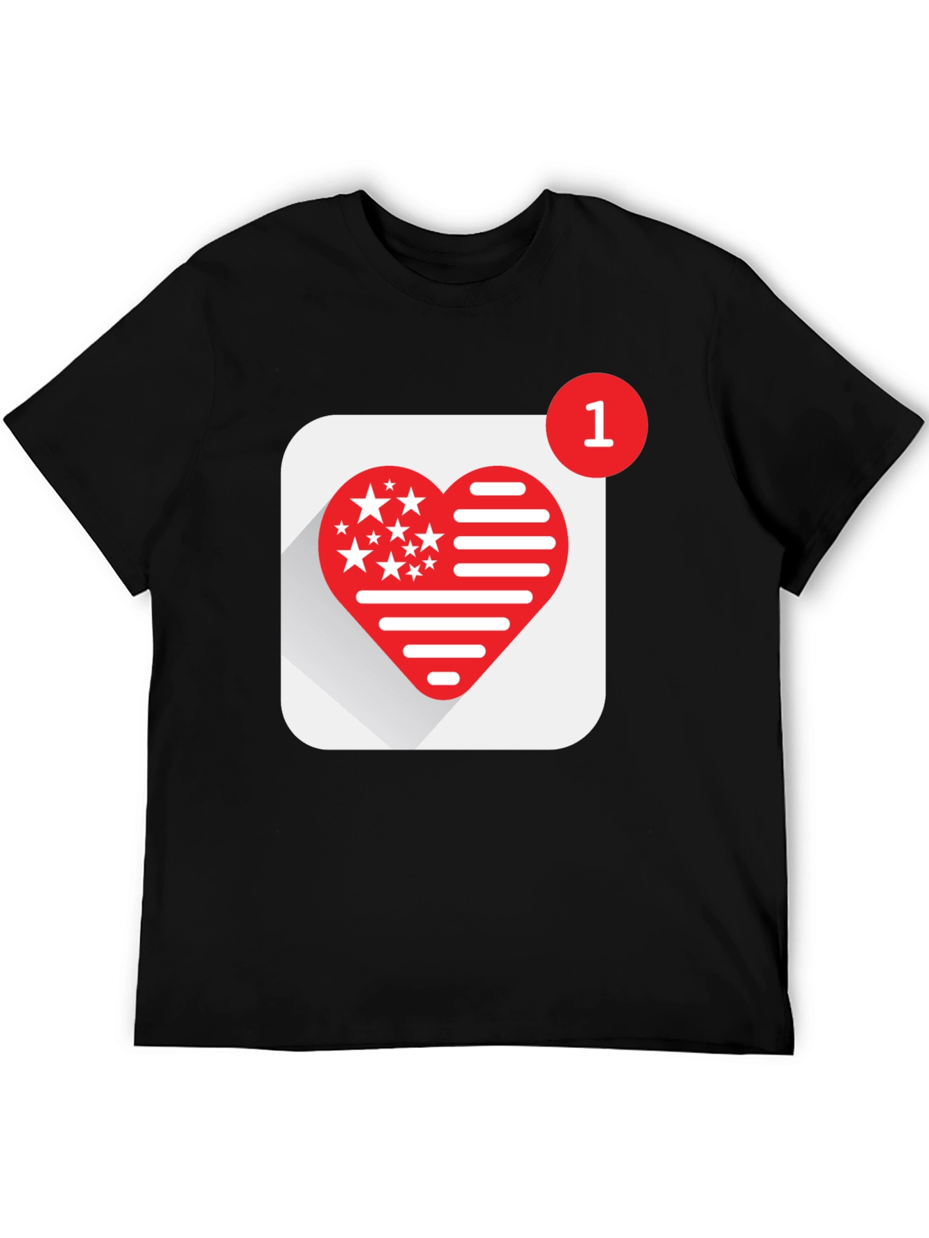 Heart Stars and Stripes Graphic Black T-Shirt