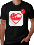 Heart Stars and Stripes Graphic Black T-Shirt