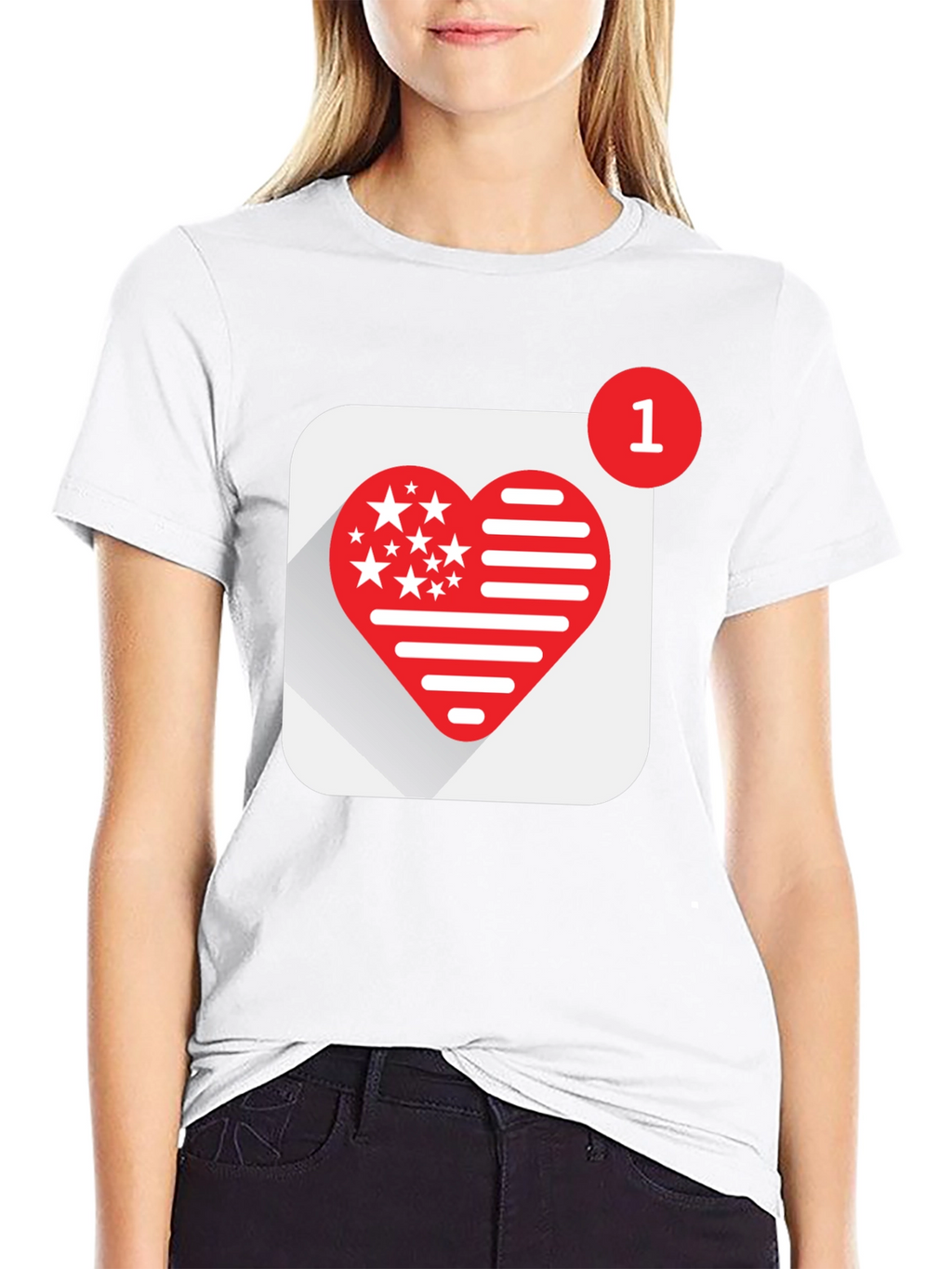 Heart Stars and Stripes Graphic Black T-Shirt