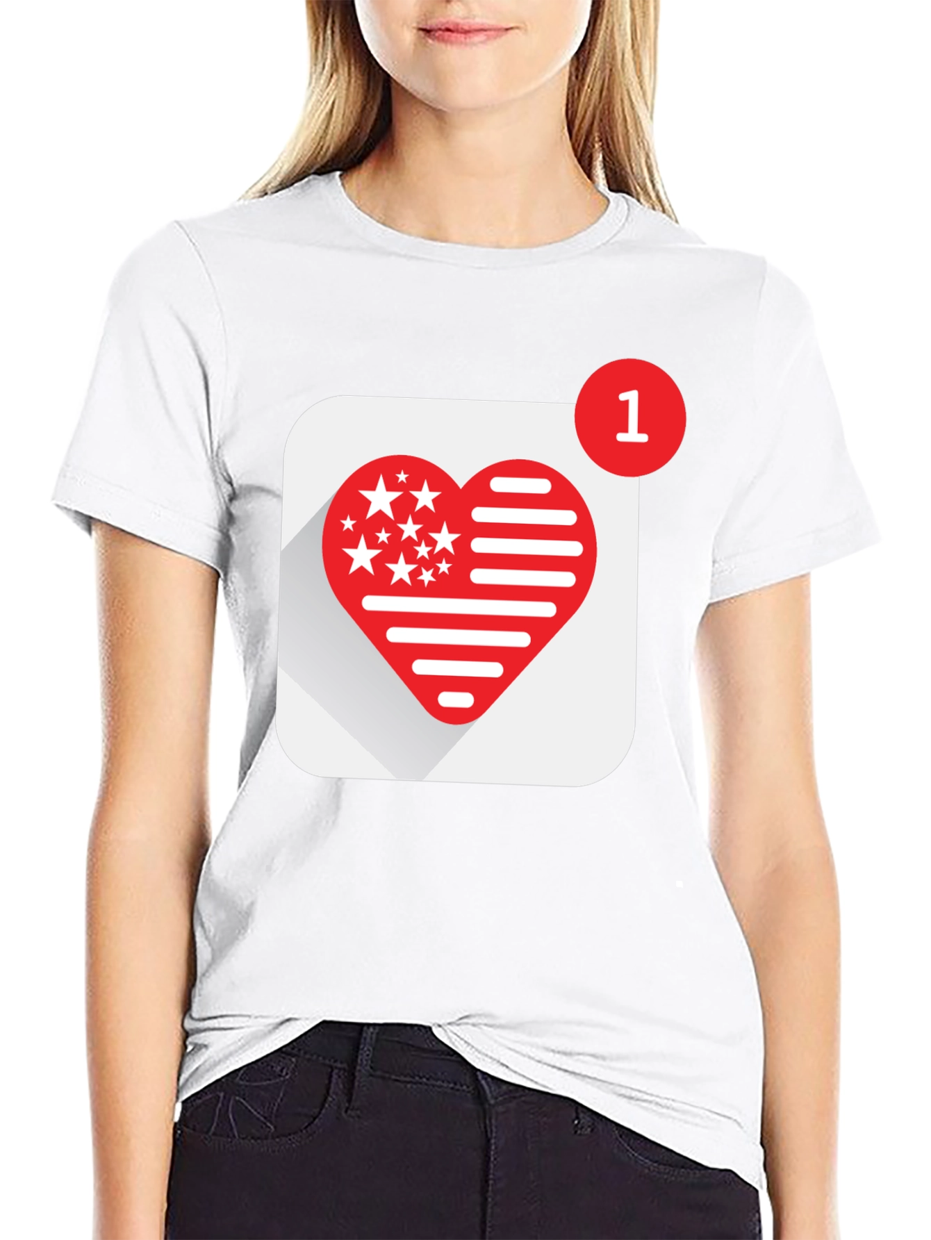 Heart Stars and Stripes Graphic Black T-Shirt