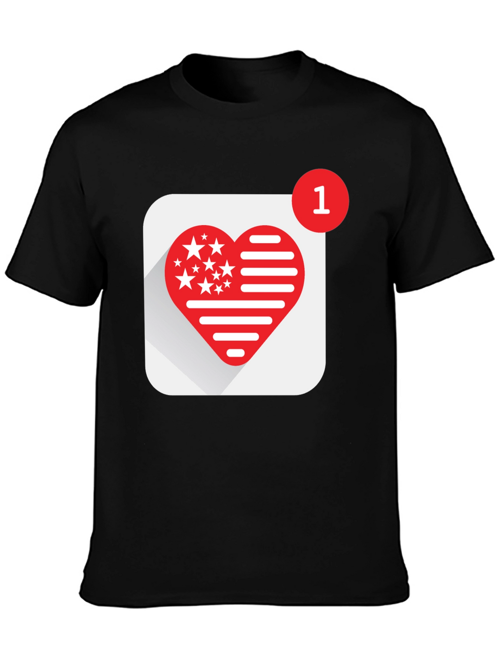Heart Stars and Stripes Graphic Black T-Shirt