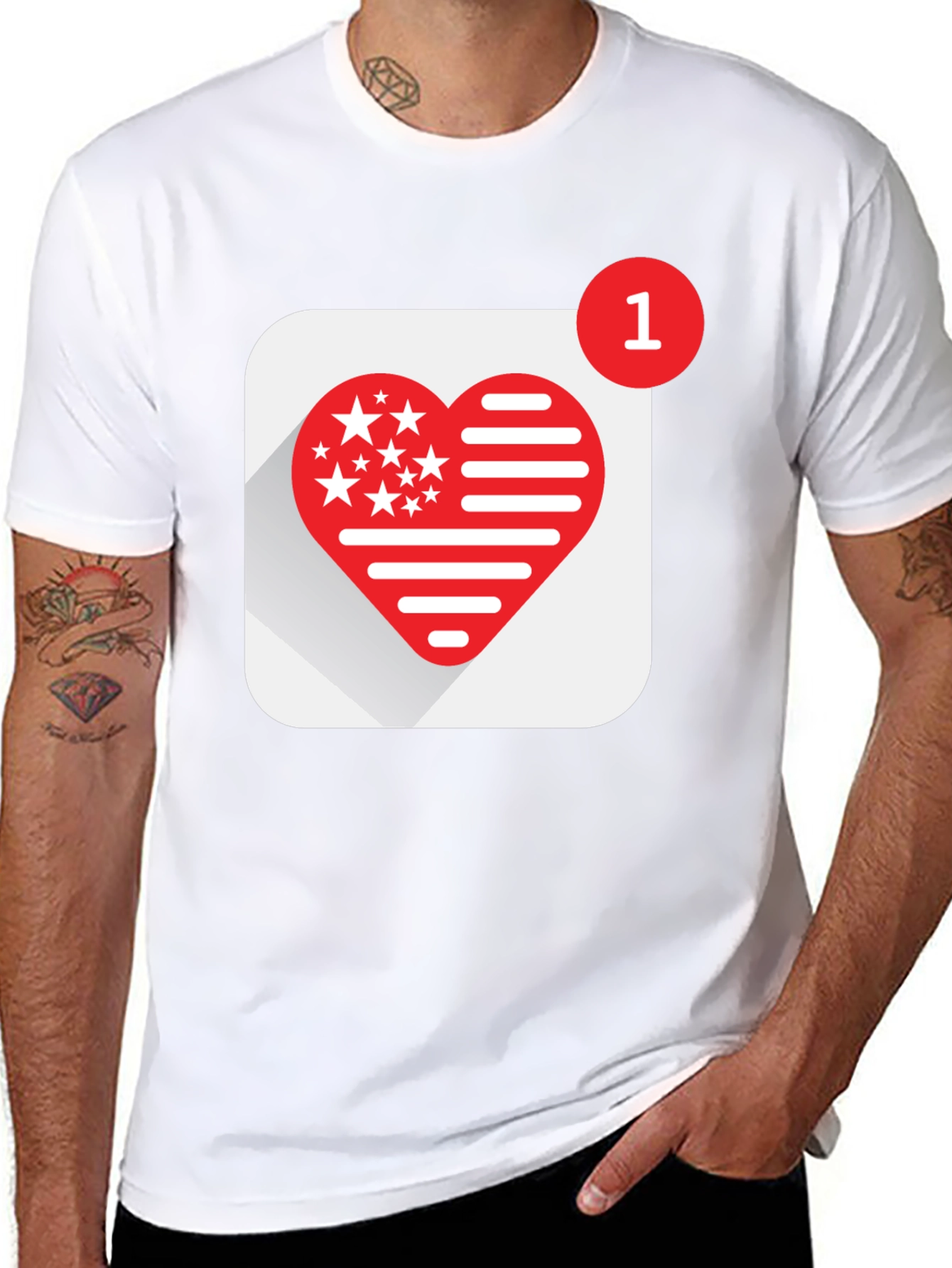 Heart Stars and Stripes Graphic Black T-Shirt