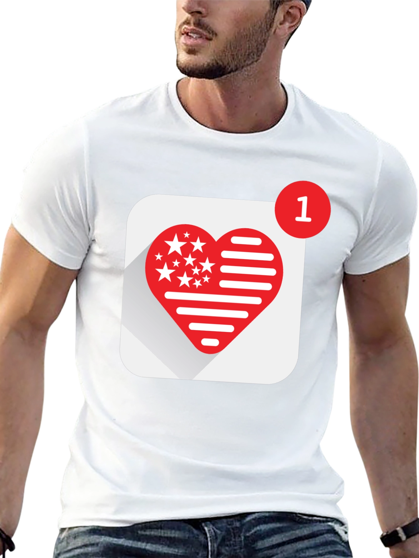 Heart Stars and Stripes Graphic Black T-Shirt