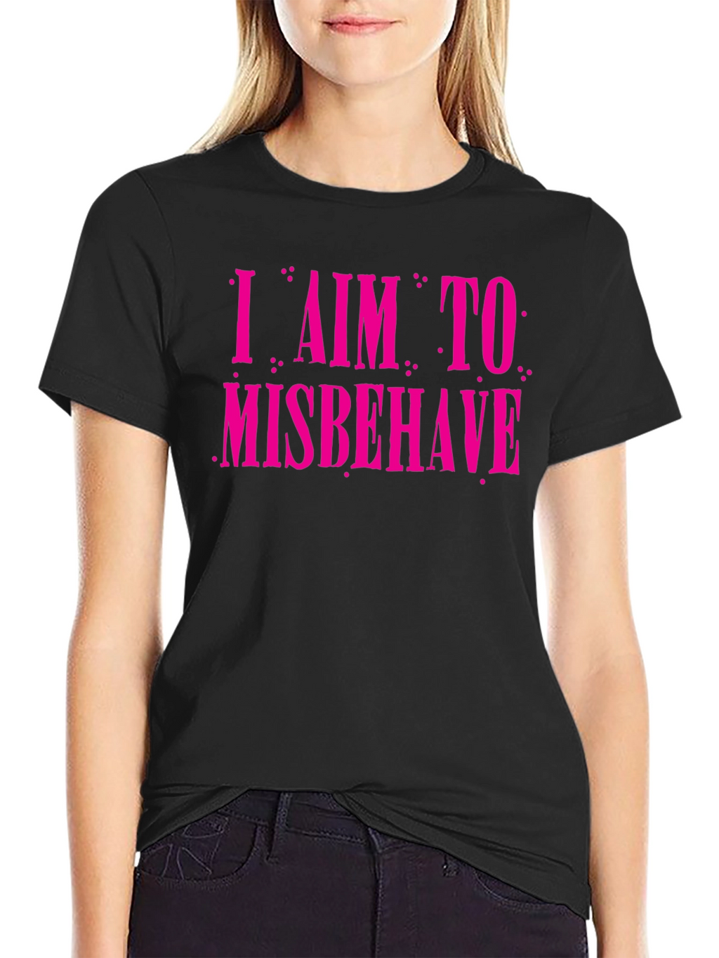 I Aim to Misbehave Graphic Tee - Black