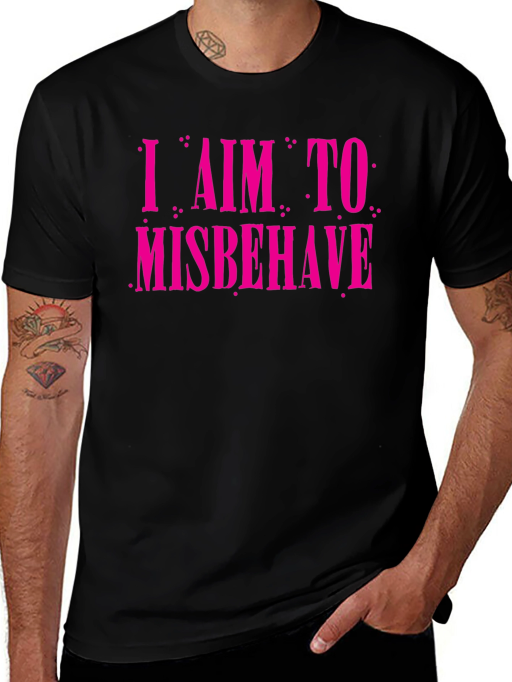 I Aim to Misbehave Graphic Tee - Black