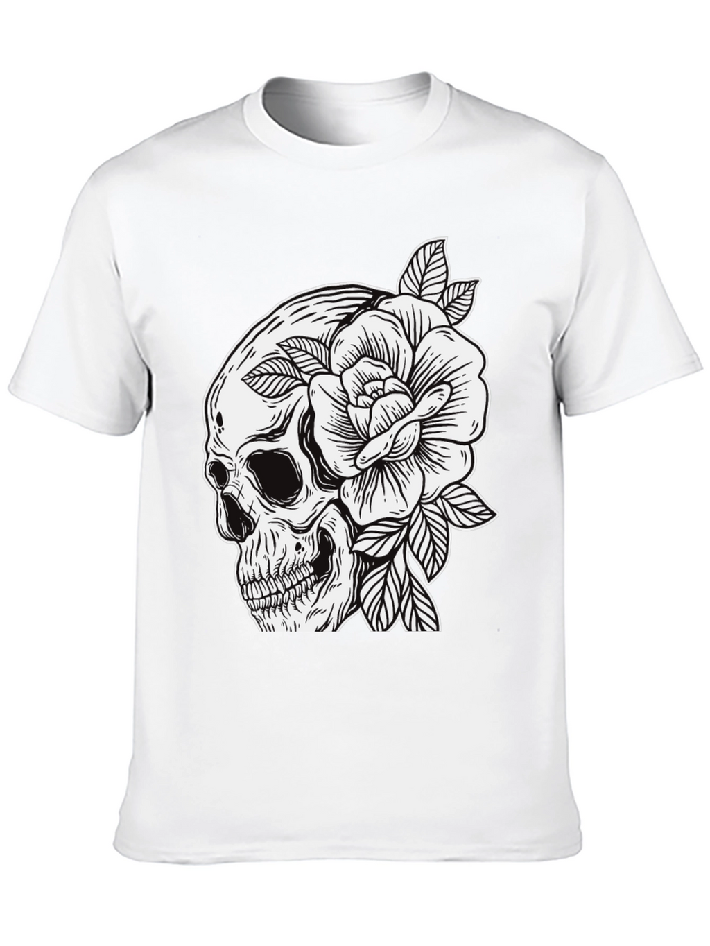 Skull & Rose Graphic Tee - Edgy Mens Fashion