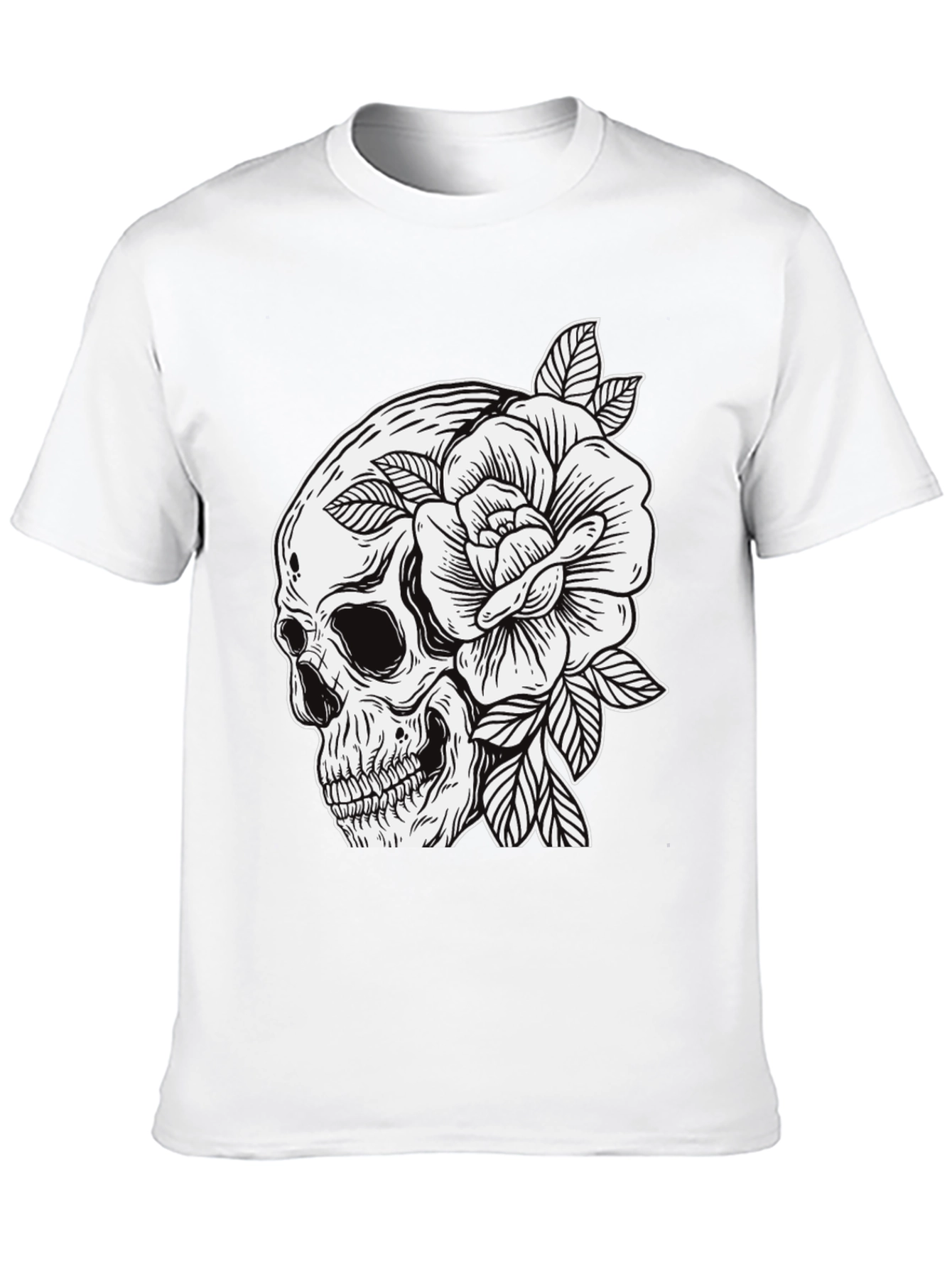 Skull & Rose Graphic Tee - Edgy Mens Fashion