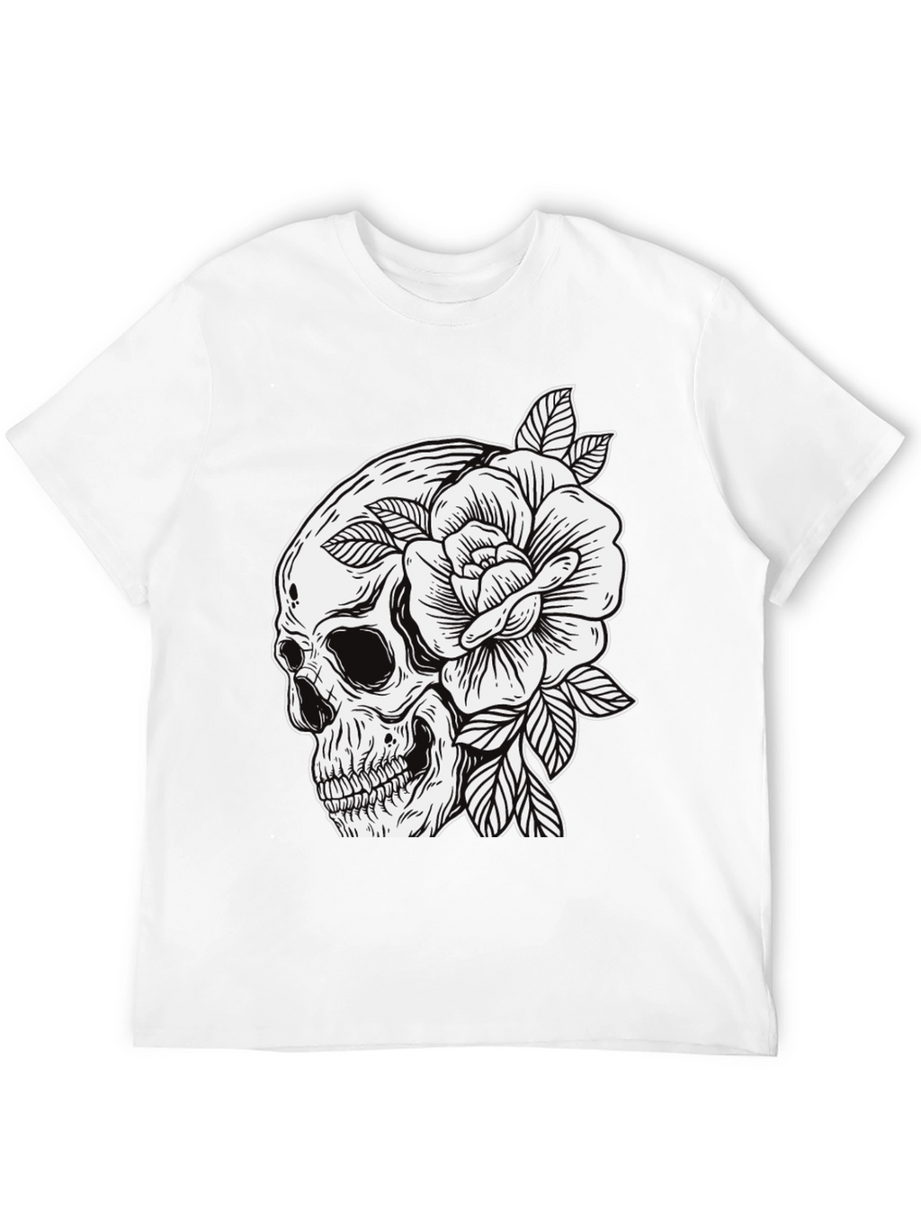 Skull & Rose Graphic Tee - Edgy Mens Fashion