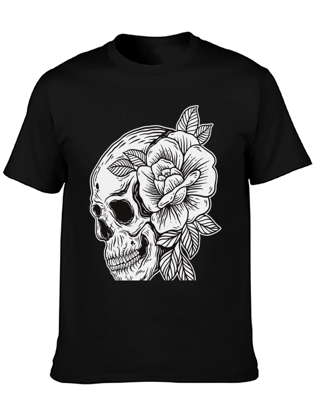 Skull & Rose Graphic Tee - Edgy Mens Fashion