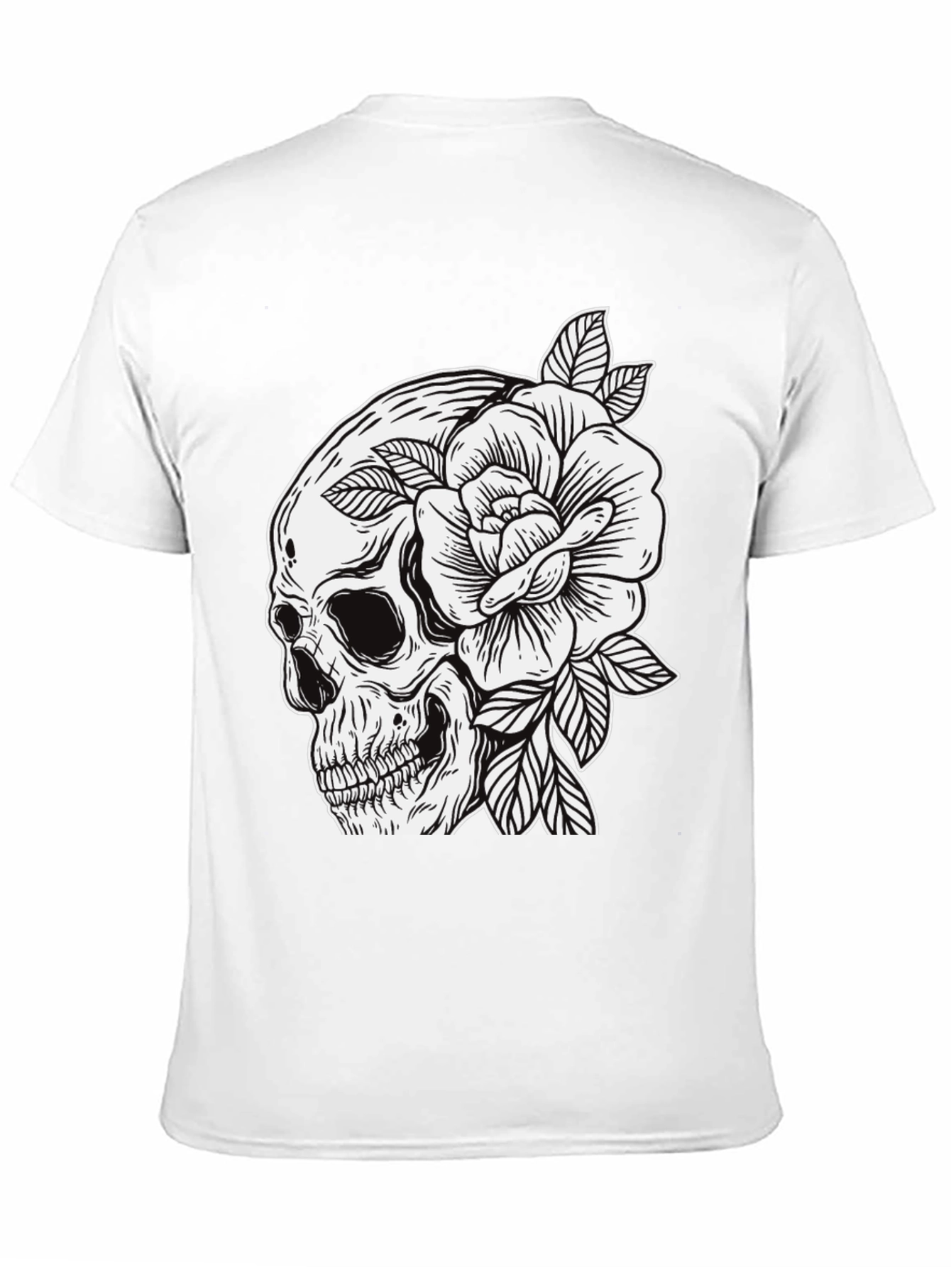 Skull & Rose Graphic Tee - Edgy Mens Fashion
