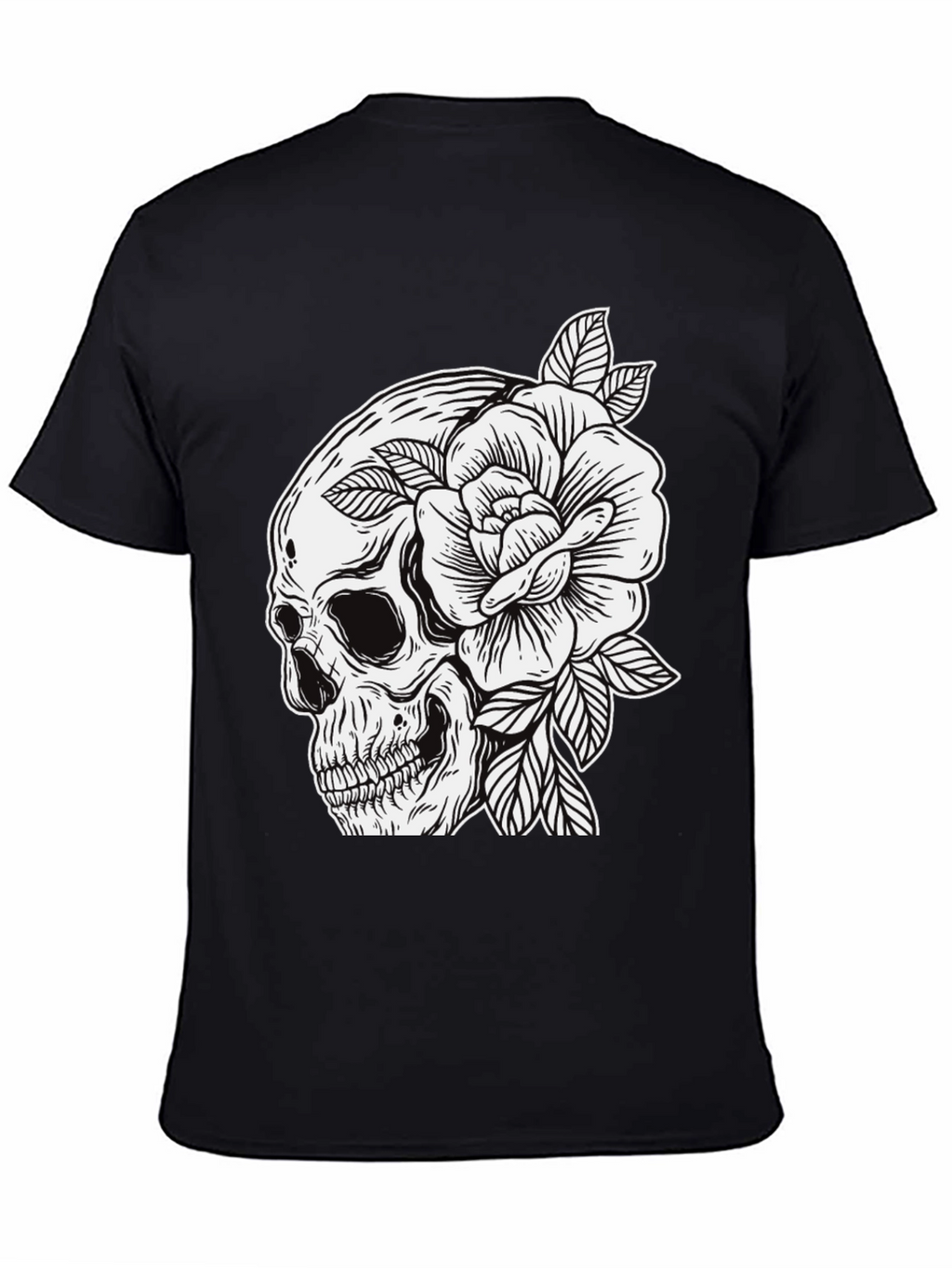 Skull & Rose Graphic Tee - Edgy Mens Fashion