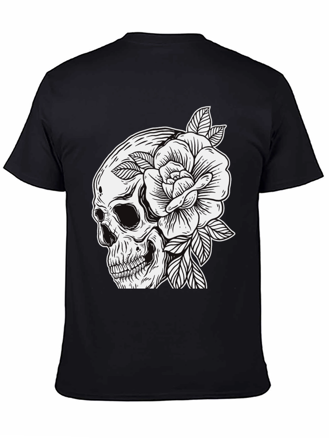 Skull & Rose Graphic Tee - Edgy Mens Fashion