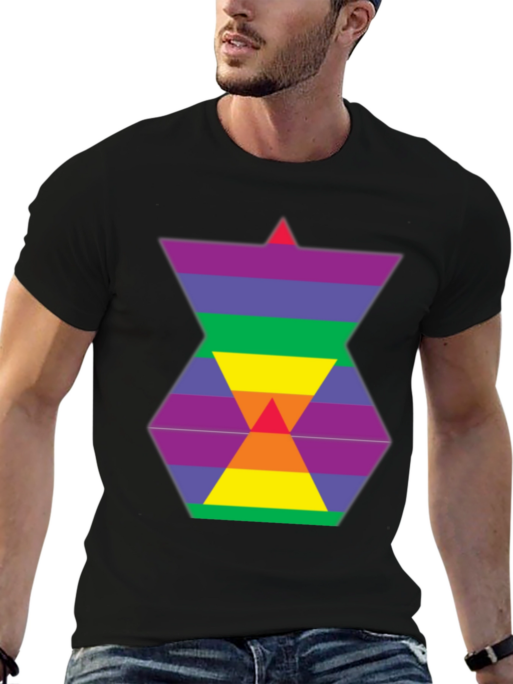 Rainbow Hexagon Graphic Tee - Modern Style