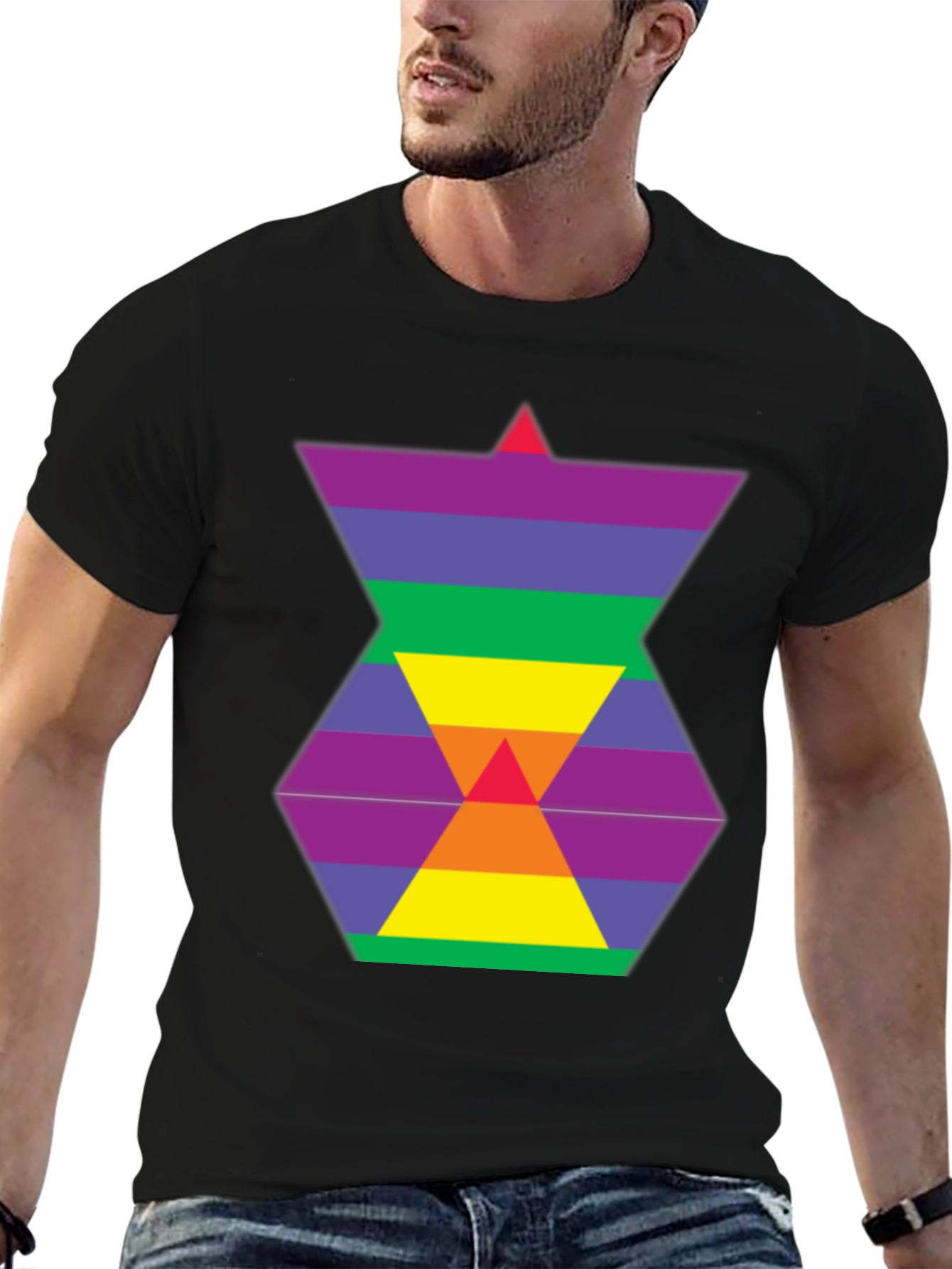 Rainbow Hexagon Graphic Tee - Modern Style