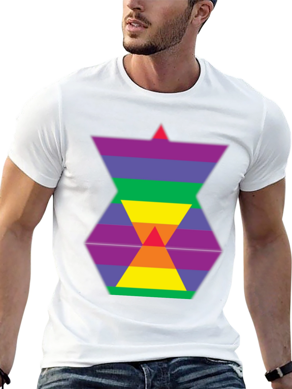 Rainbow Hexagon Graphic Tee - Modern Style