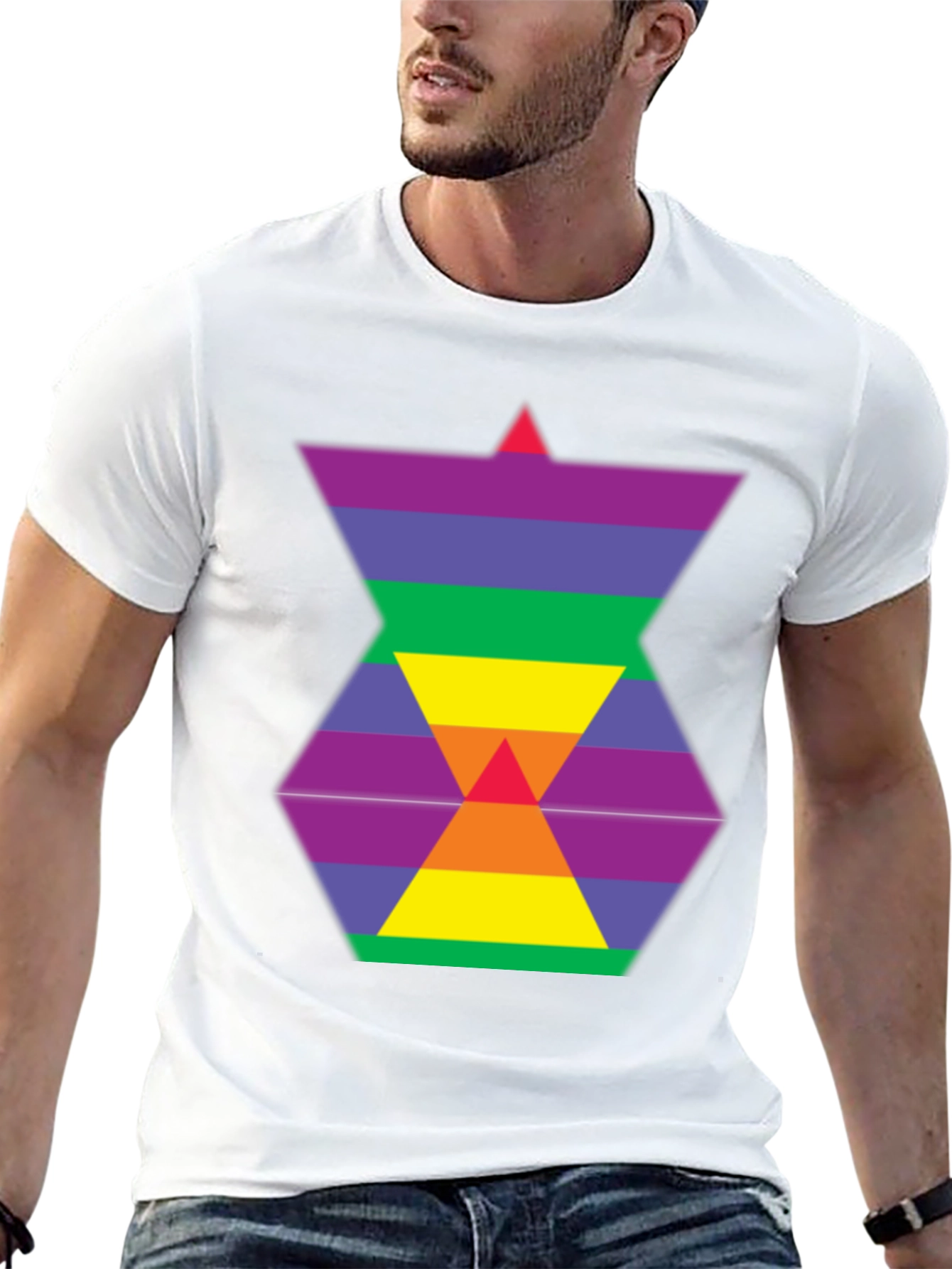 Rainbow Hexagon Graphic Tee - Modern Style