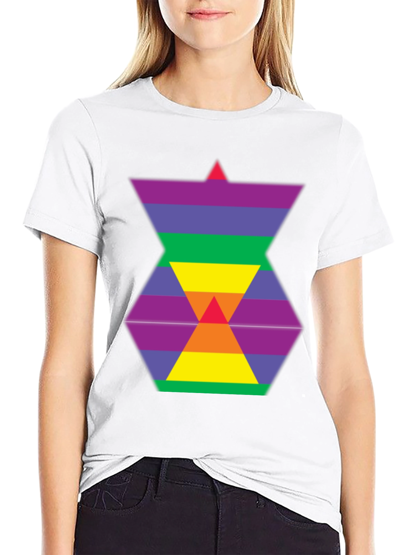 Rainbow Hexagon Graphic Tee - Modern Style