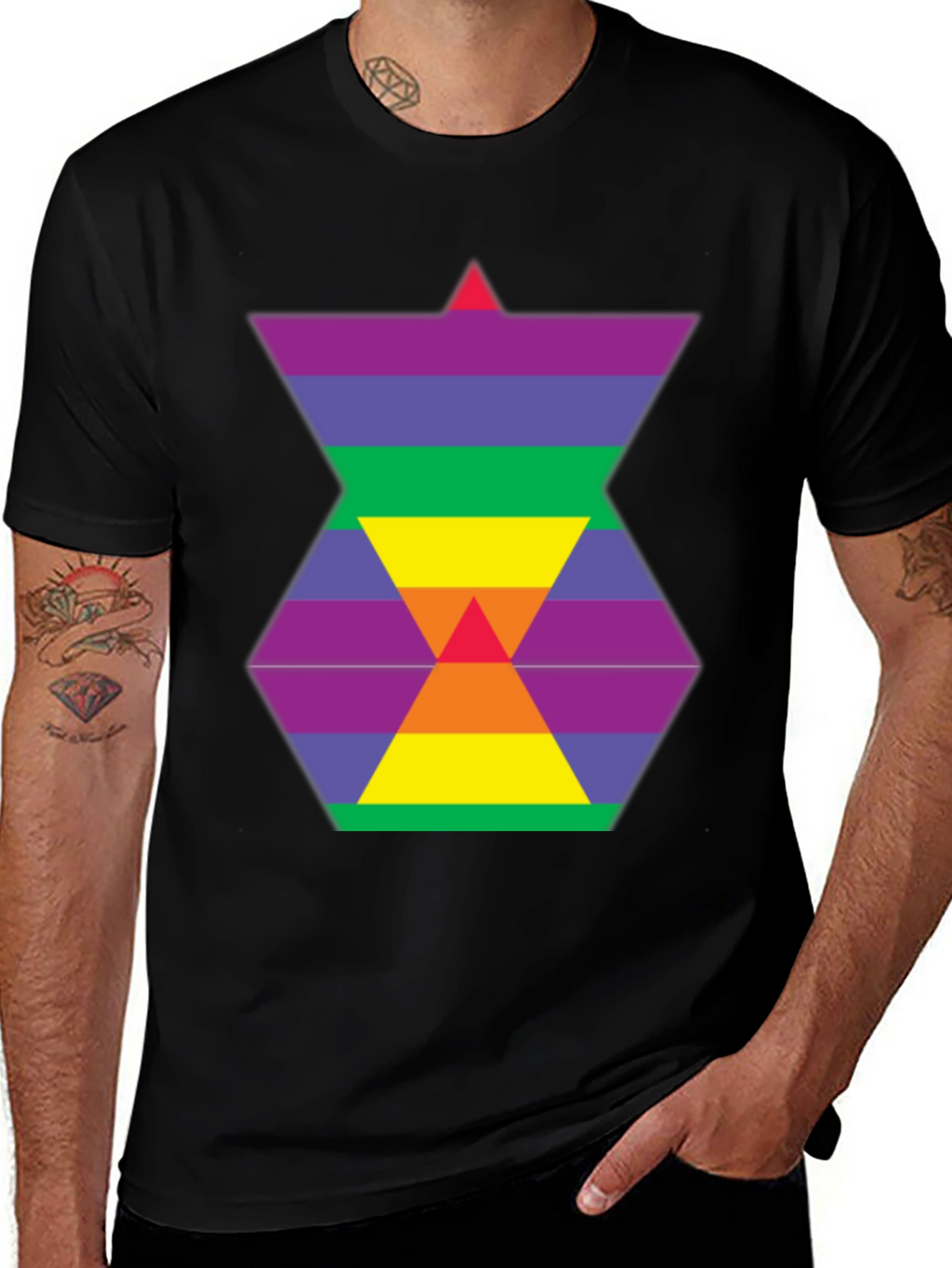 Rainbow Hexagon Graphic Tee - Modern Style