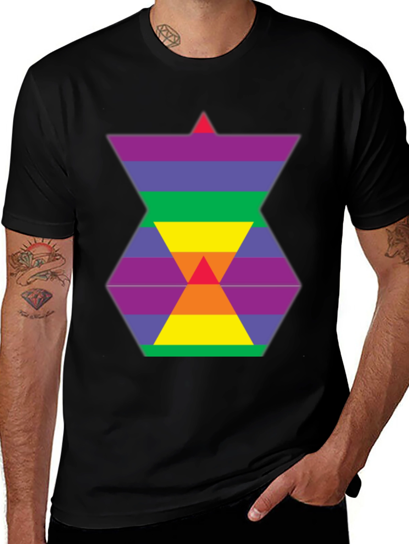 Rainbow Hexagon Graphic Tee - Modern Style