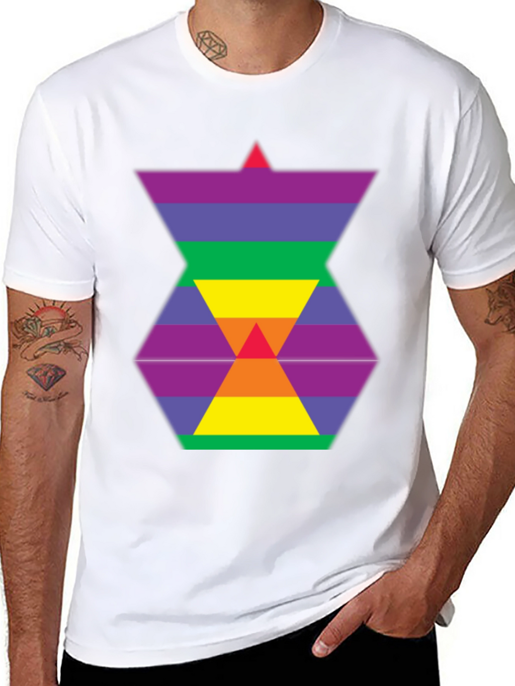 Rainbow Hexagon Graphic Tee - Modern Style