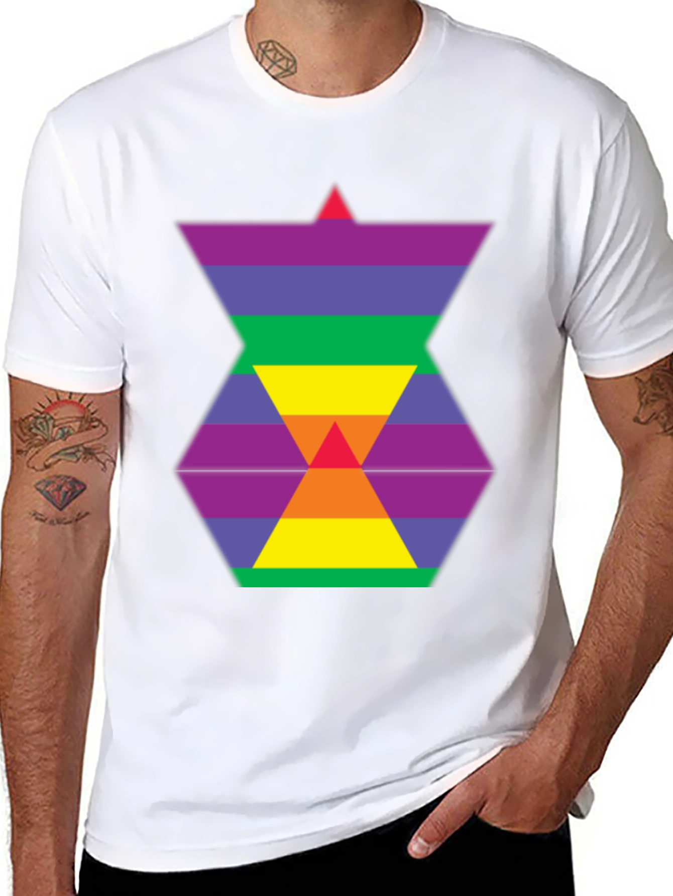 Rainbow Hexagon Graphic Tee - Modern Style