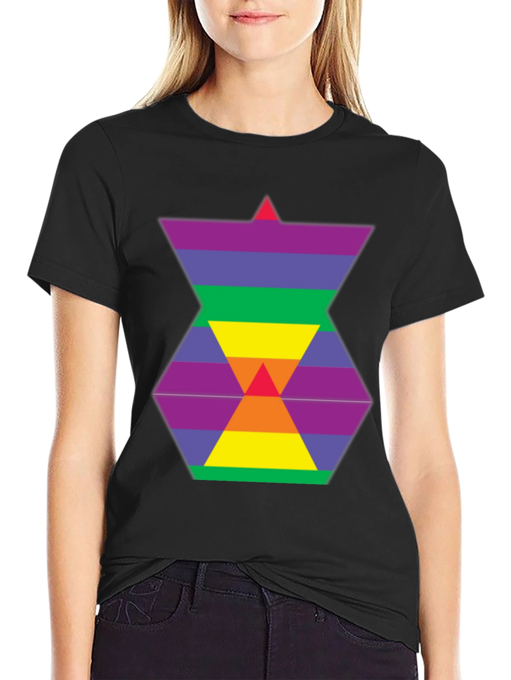 Rainbow Hexagon Graphic Tee - Modern Style