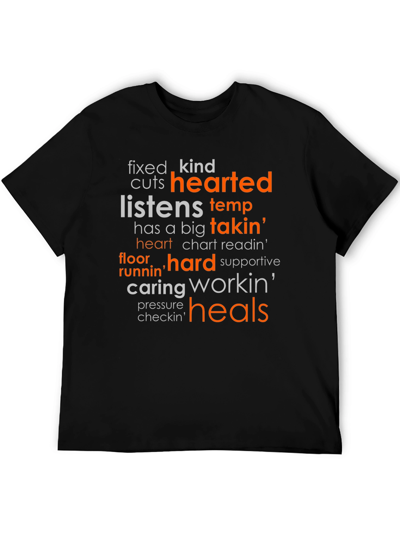 Heartfelt Nurse T-Shirt: Caring Hard Working Heals