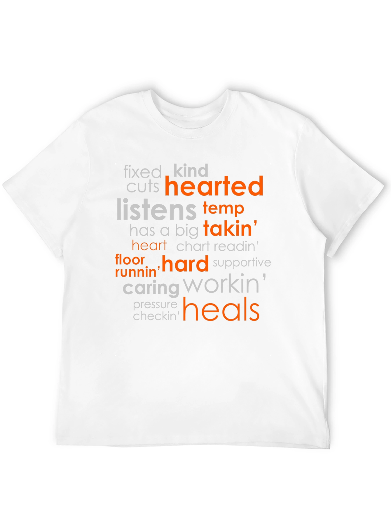 Heartfelt Nurse T-Shirt: Caring Hard Working Heals