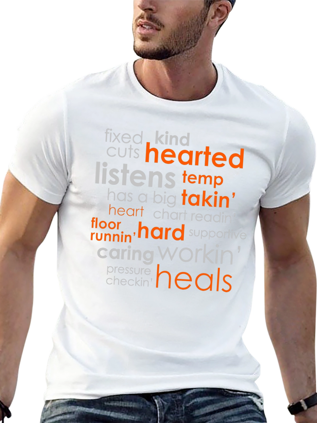 Heartfelt Nurse T-Shirt: Caring Hard Working Heals