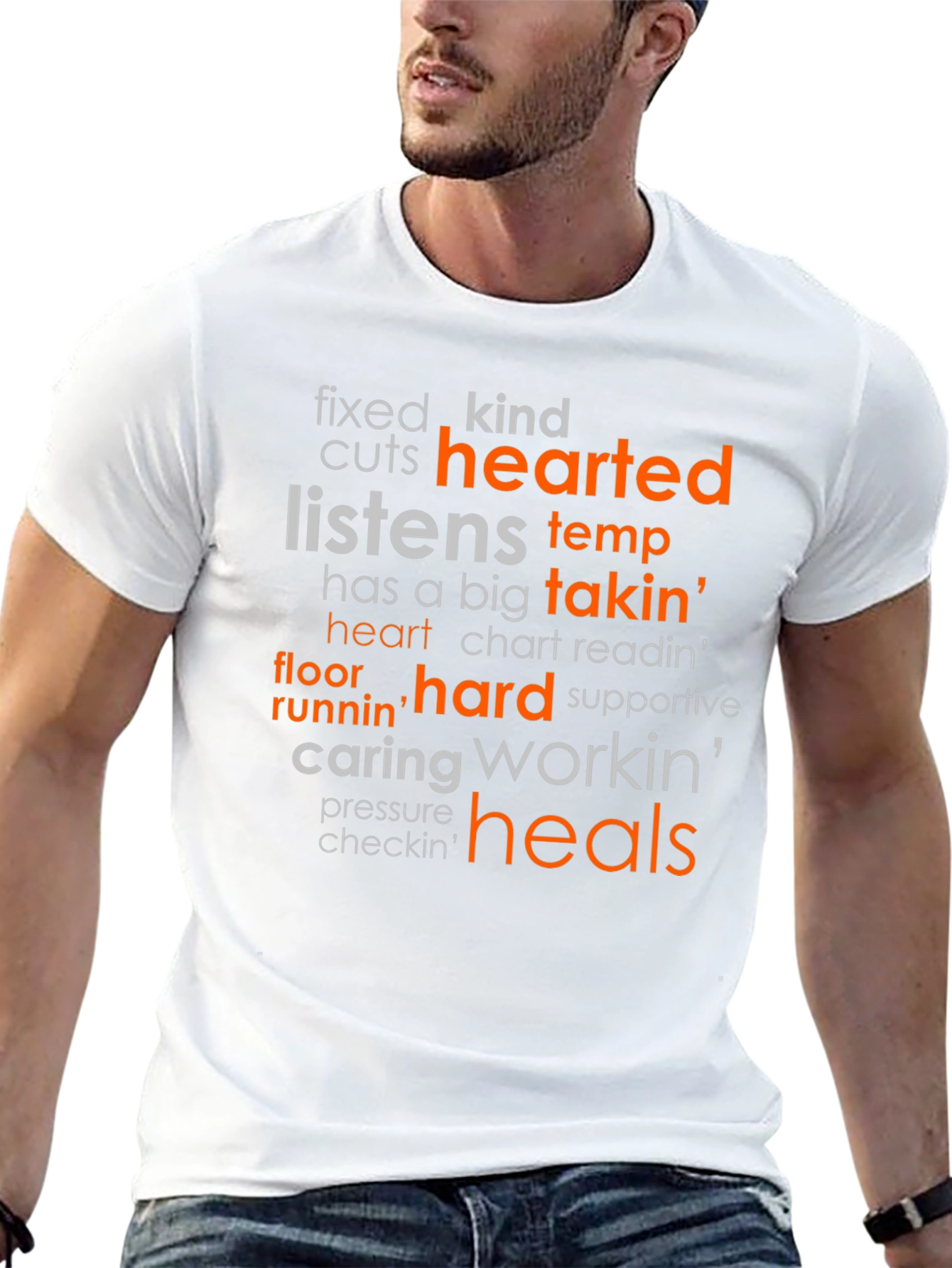 Heartfelt Nurse T-Shirt: Caring Hard Working Heals