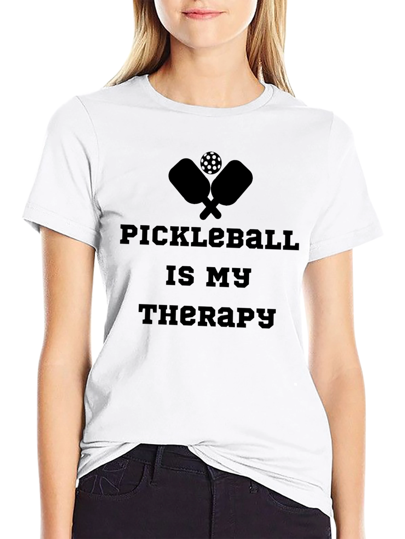 Pickleball Therapy T-Shirt - Black Sporty Tee