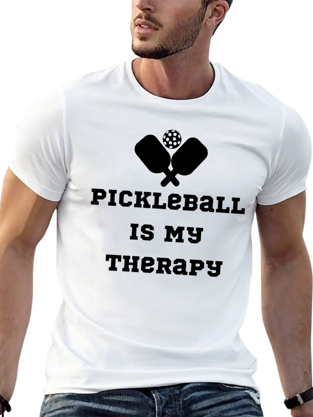 Pickleball Therapy T-Shirt - Black Sporty Tee