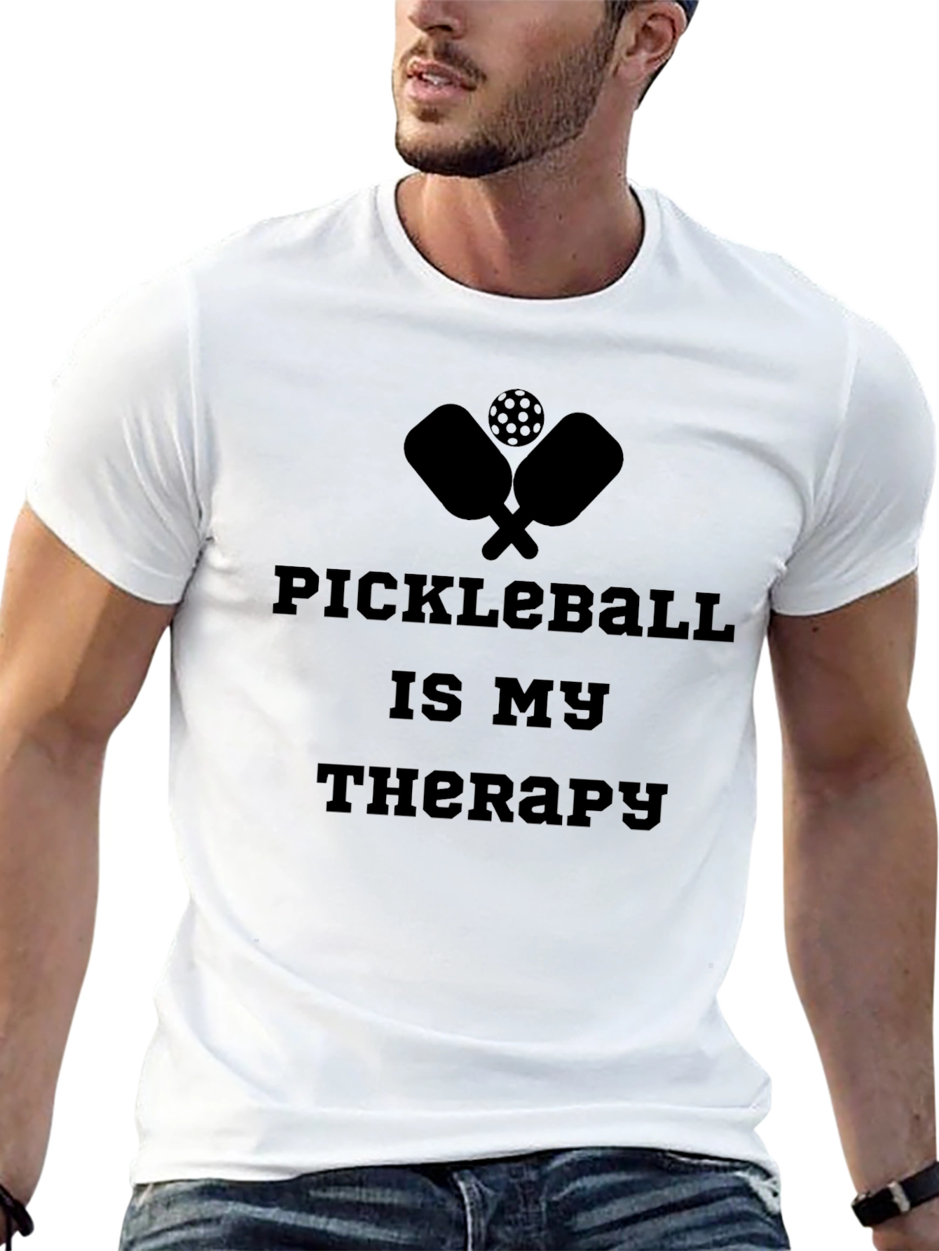 Pickleball Therapy T-Shirt - Black Sporty Tee