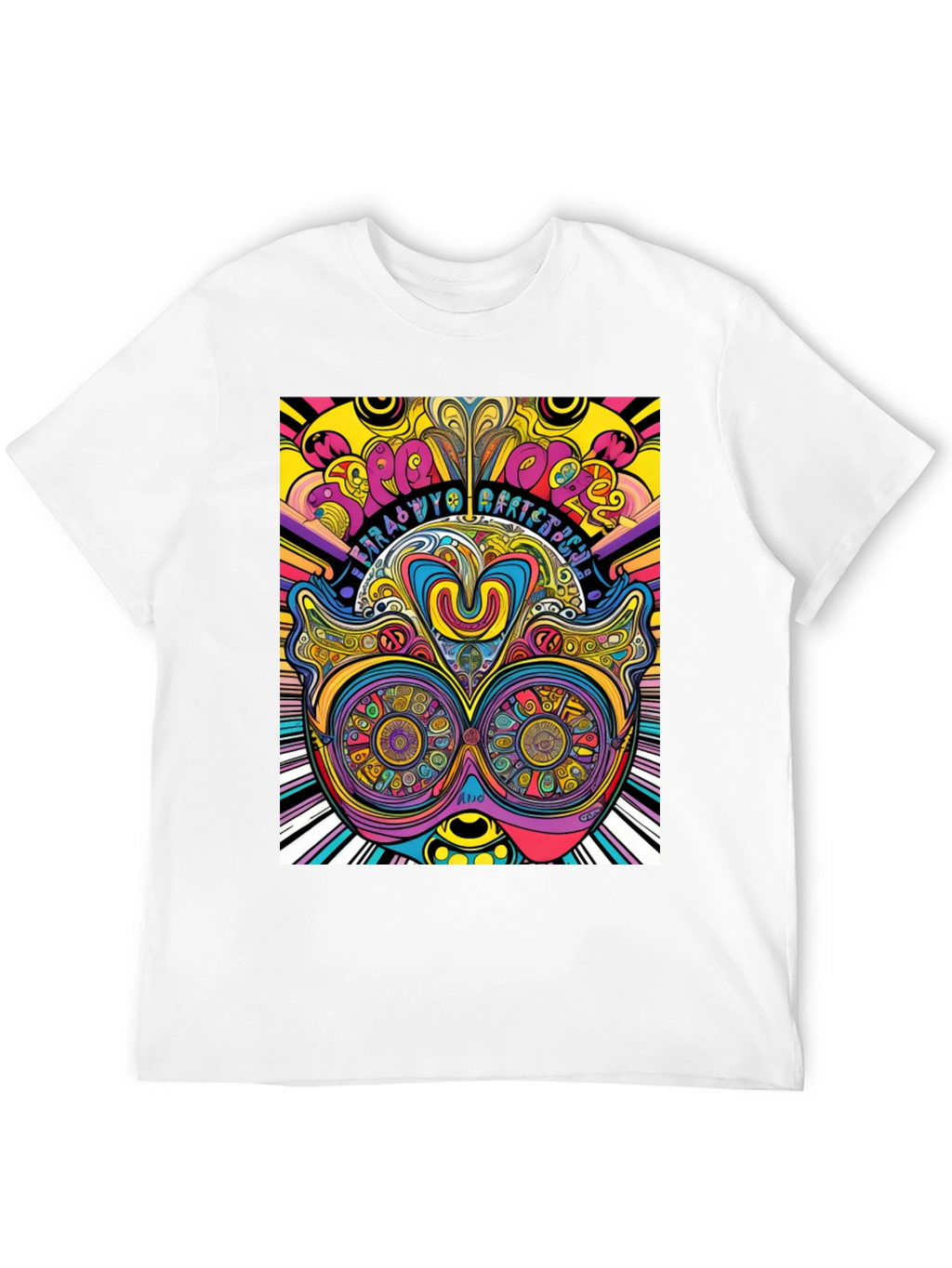Psychedelic Graphic Print Black T-Shirt